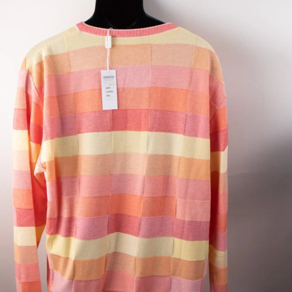Vintage Marcello Men's 2XL Sweater Pink Peach Cotton Blend NWT $295